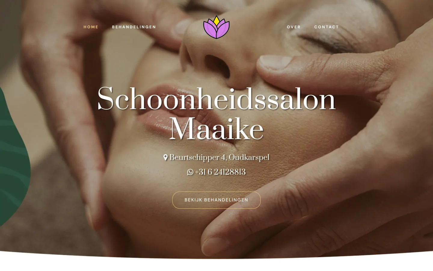 The top of the Schoonheidssalon Maaike website.